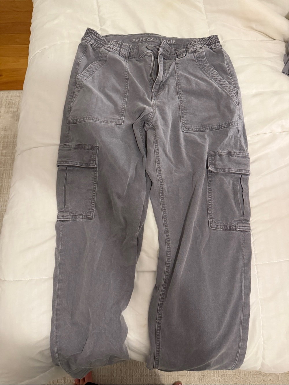 American Eagle Outfitters Men's Washed Gray Cargo Pants